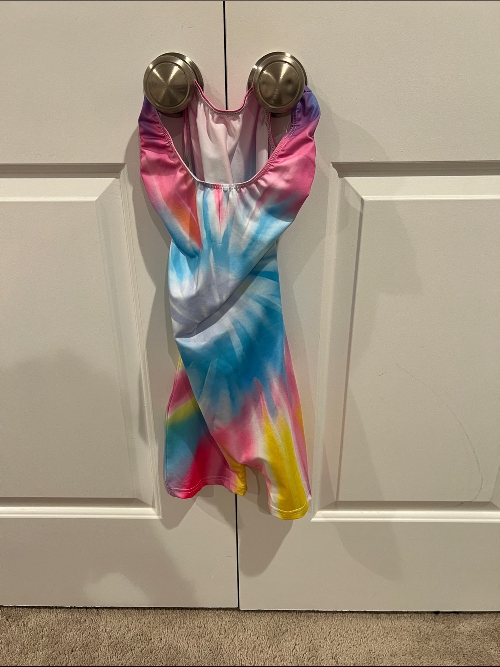 Girls' Multicolor Tie-Dye One-Piece Swimsuit - Pink, Blue & Yellow